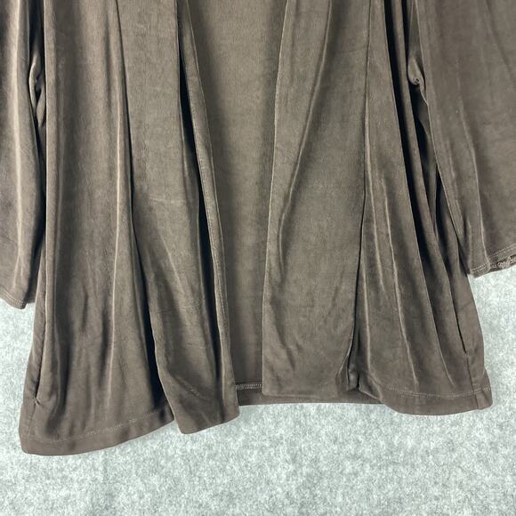 Chicos Travelers Cardigan Womens Large 2 Brown Slinky Knit Open Front Casual - Picture 3 of 11